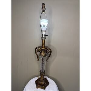 Table Lamp Romanesque Style Brass Cut Glass Crystal Neoclassical Vintage Gift